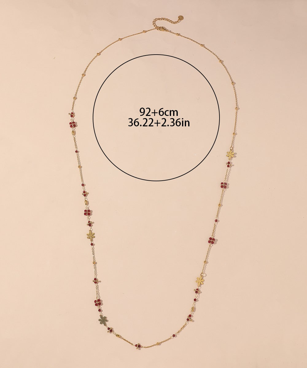 Sautoir en Acier Inoxydable Doré avec Perles Cristal 25CA005