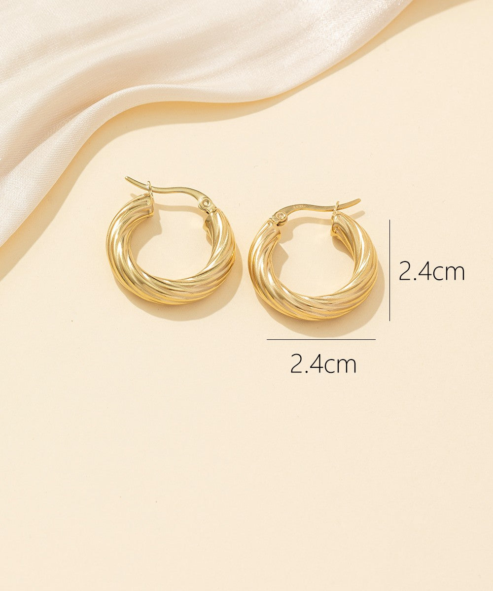 Boucles d'oreilles Créoles  Acier 24BOA036d