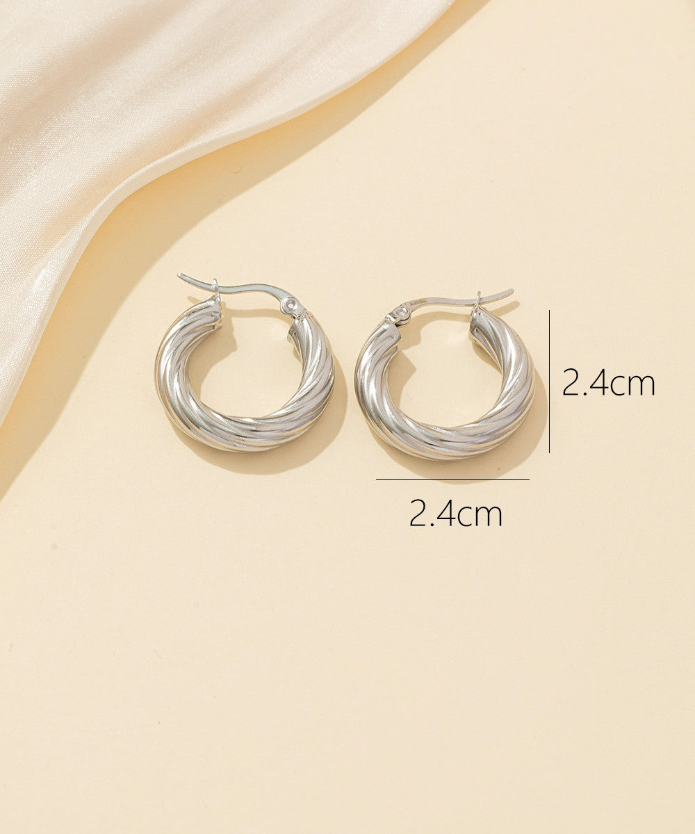 Boucles d'oreilles Créoles  Acier 24BOA036a