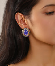 Boucles d’oreilles ovales ornées de strass - 27AHBOL037