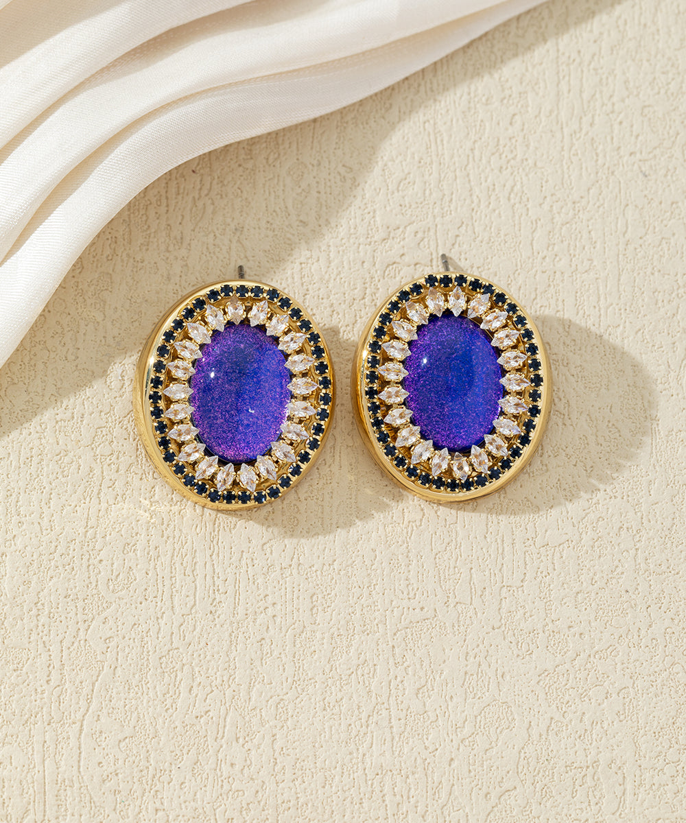 Boucles d’oreilles ovales ornées de strass - 27AHBOL037