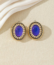 Boucles d’oreilles ovales ornées de strass - 27AHBOL037