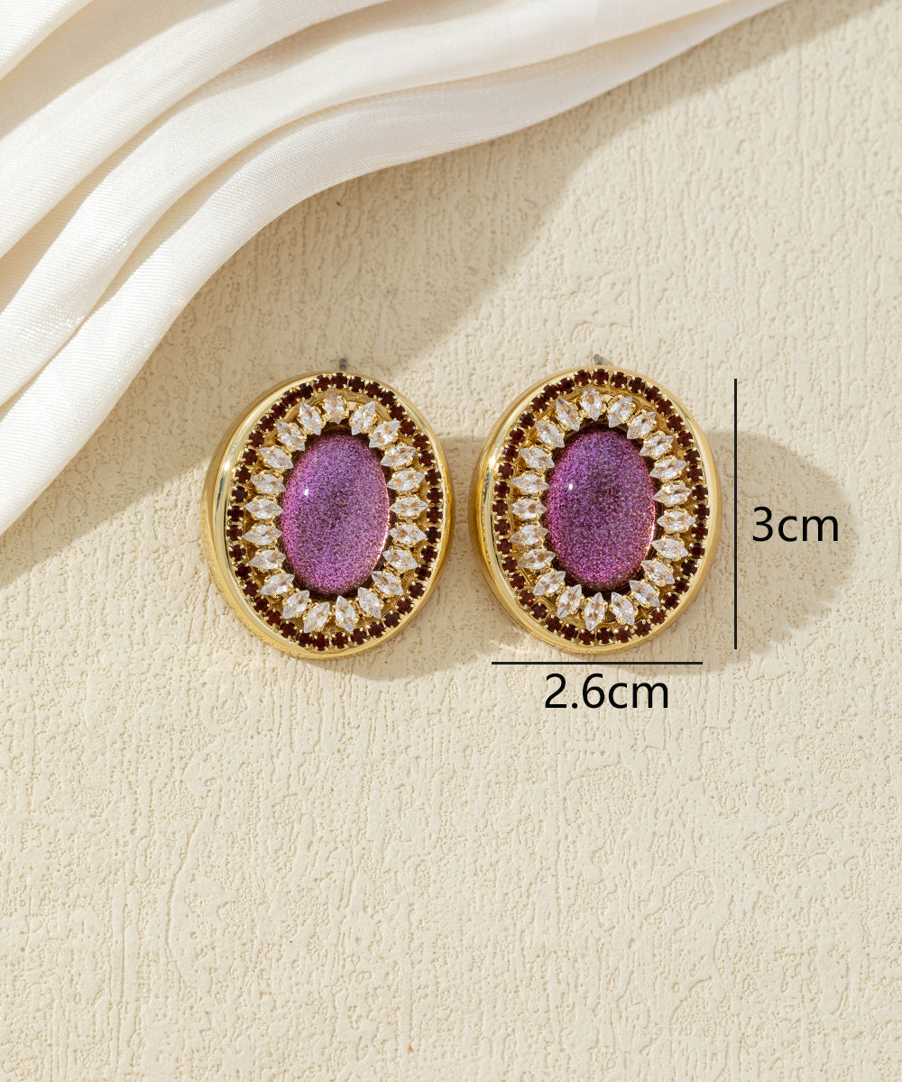 Boucles d’oreilles ovales ornées de strass - 27AHBOL037