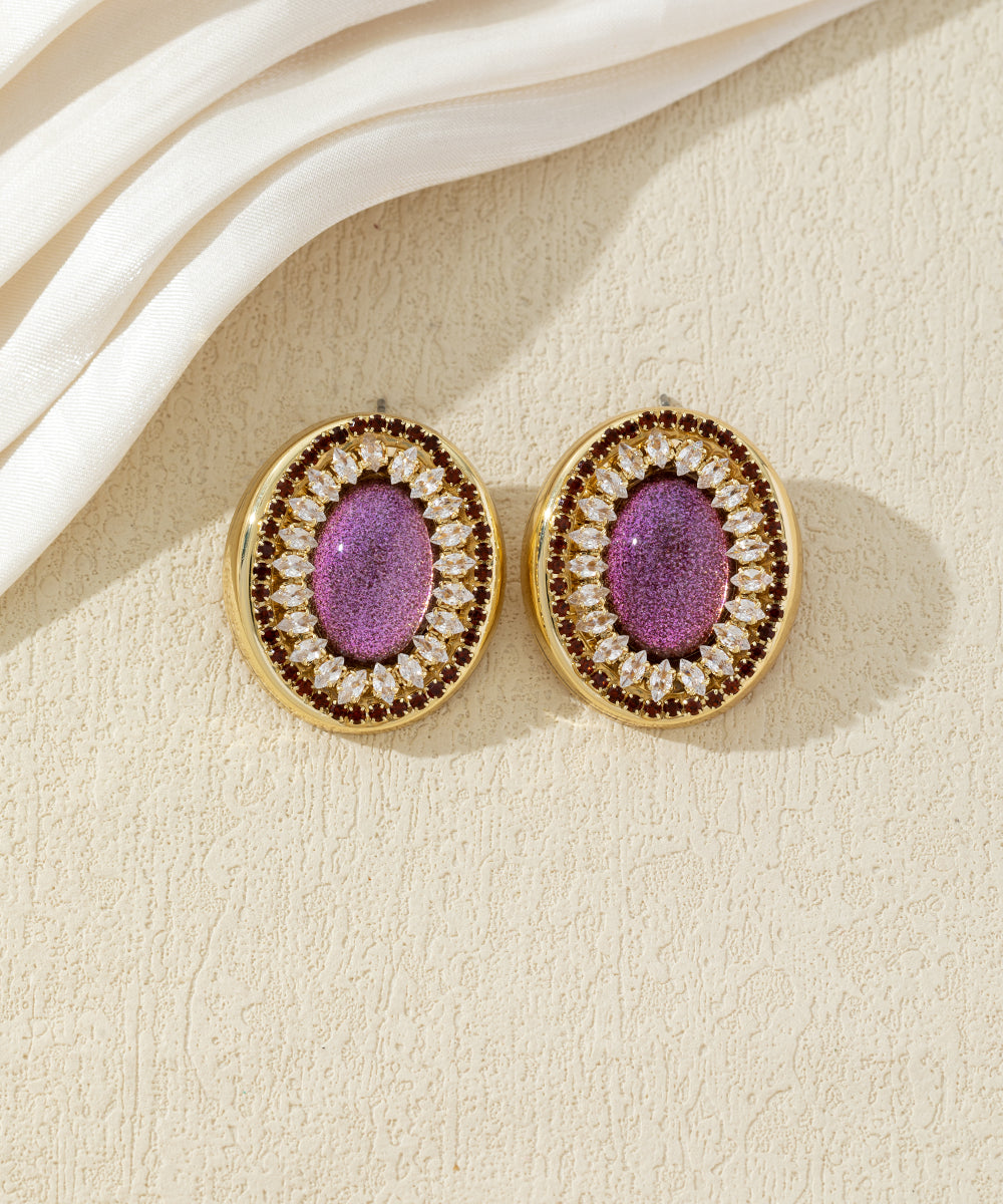 Boucles d’oreilles ovales ornées de strass - 27AHBOL037