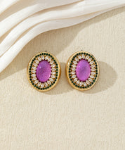 Boucles d’oreilles ovales ornées de strass - 27AHBOL037
