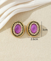 Boucles d’oreilles ovales ornées de strass - 27AHBOL037