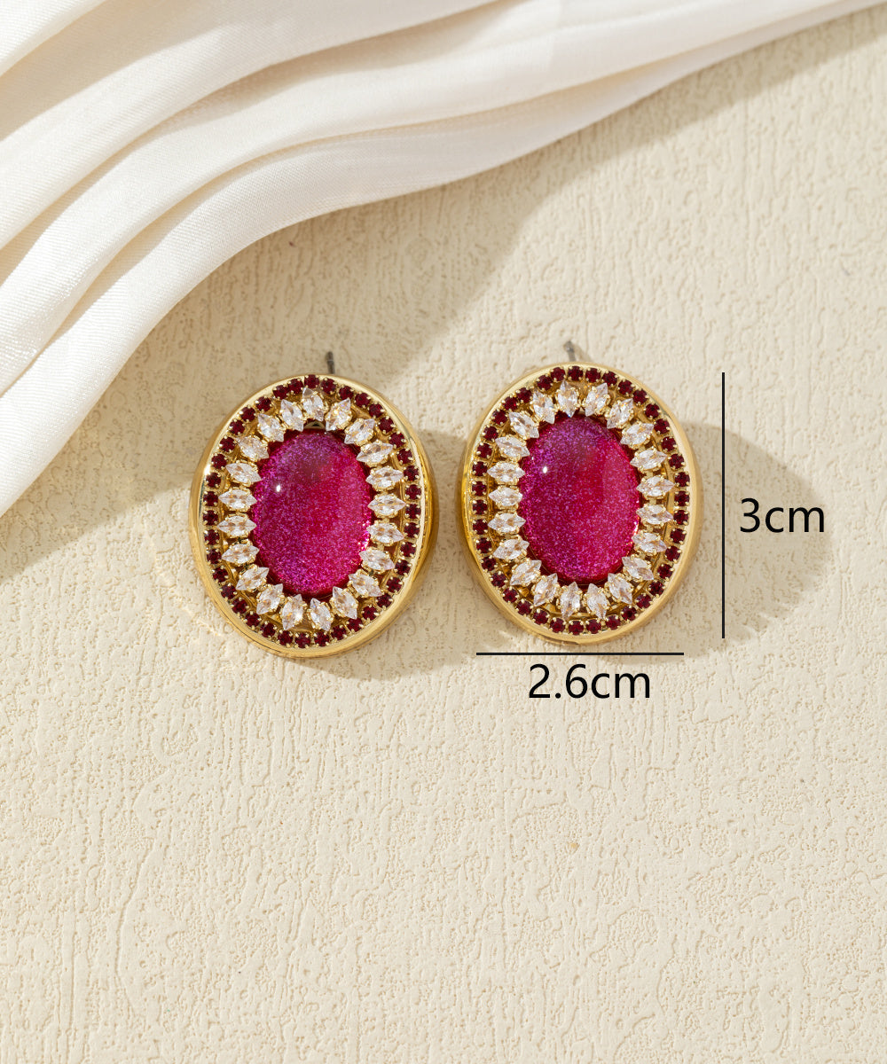 Boucles d’oreilles ovales ornées de strass - 27AHBOL037
