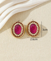Boucles d’oreilles ovales ornées de strass - 27AHBOL037