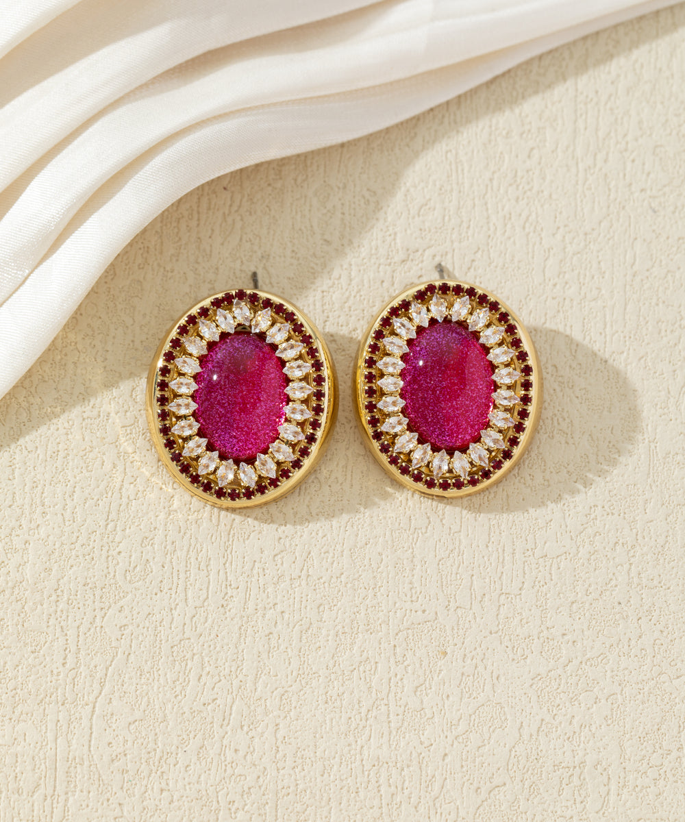 Boucles d’oreilles ovales ornées de strass - 27AHBOL037