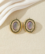 Boucles d’oreilles ovales ornées de strass - 27AHBOL037
