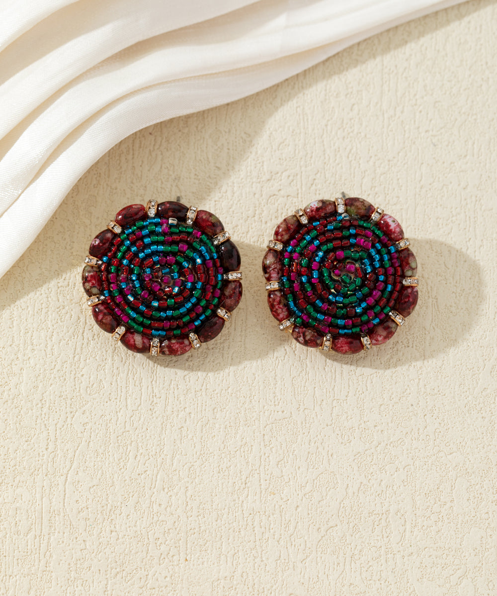 Boucles d’oreilles rondes ornées de perles – 17AHBOL041