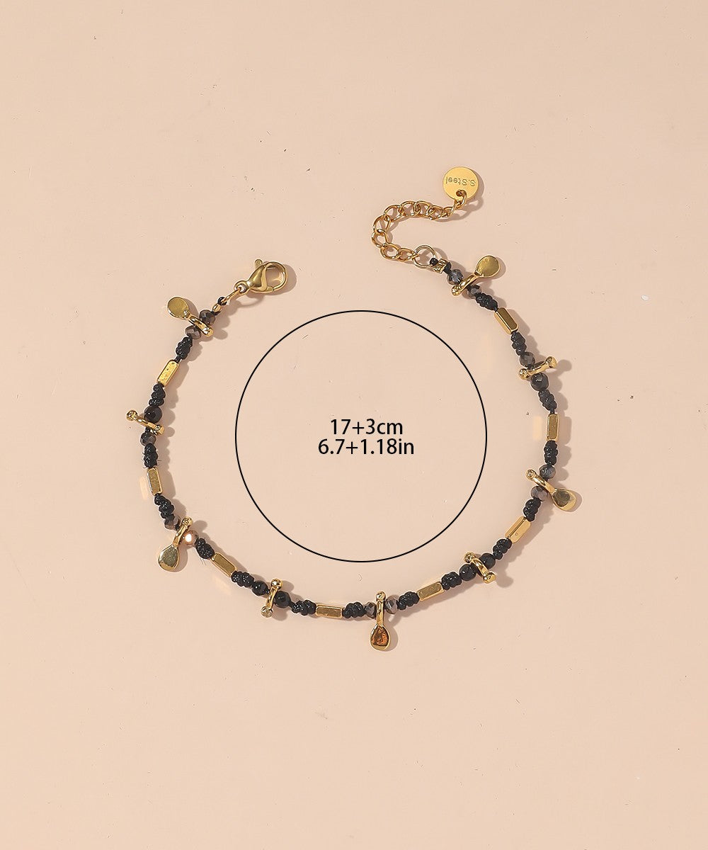 Bracelet cordon acier inoxydable perles cristal 25BRA0011