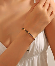 Bracelet cordon acier inoxydable perles cristal 25BRA0011