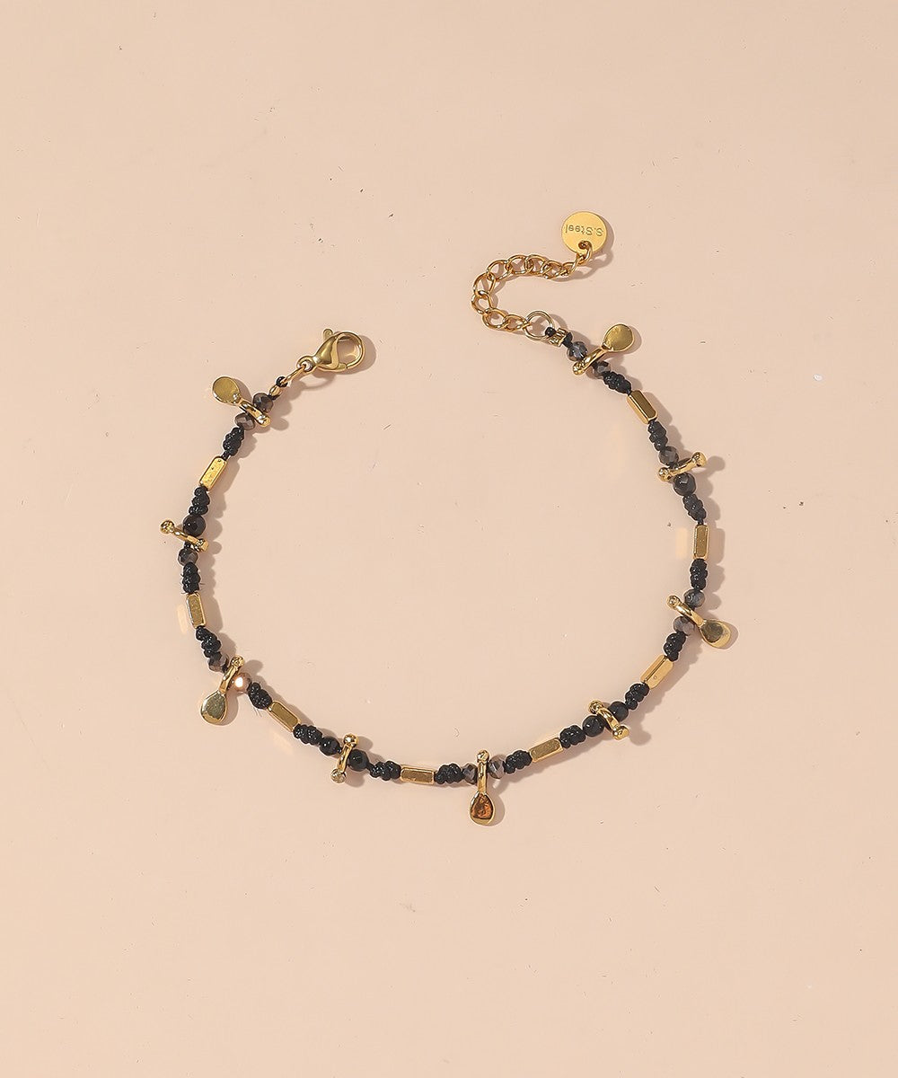 Bracelet cordon acier inoxydable perles cristal 25BRA0011