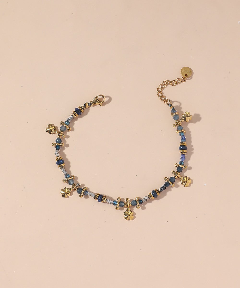 Bracelet cordon acier inoxydable perles cristal 25BRA003