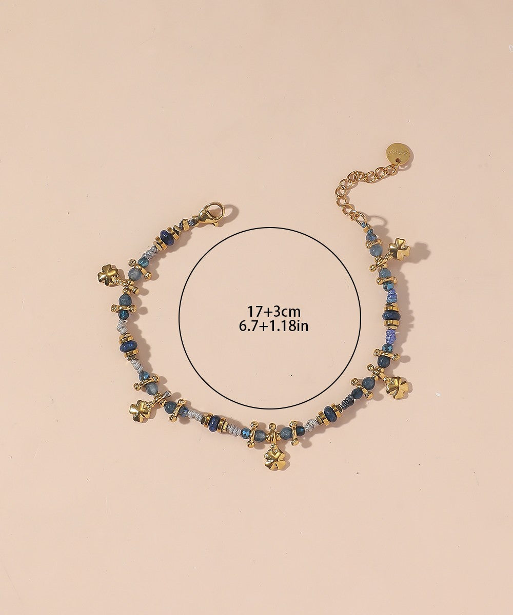 Bracelet cordon acier inoxydable perles cristal 25BRA003