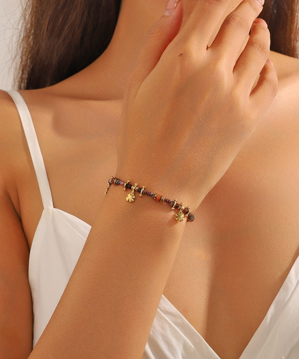 Bracelet cordon acier inoxydable perles cristal 25BRA003
