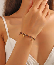 Bracelet cordon acier inoxydable perles cristal 25BRA003