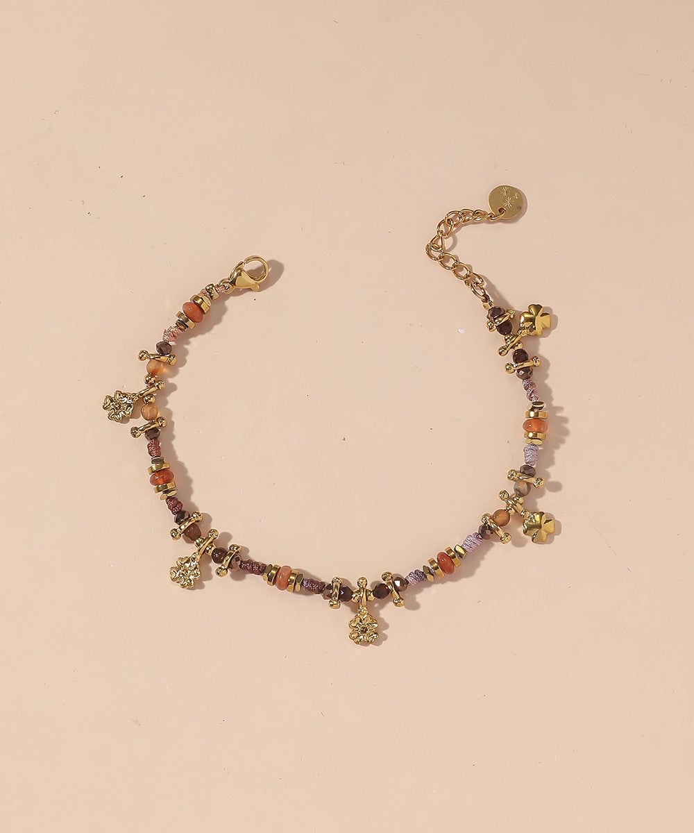 Bracelet cordon acier inoxydable perles cristal 25BRA003