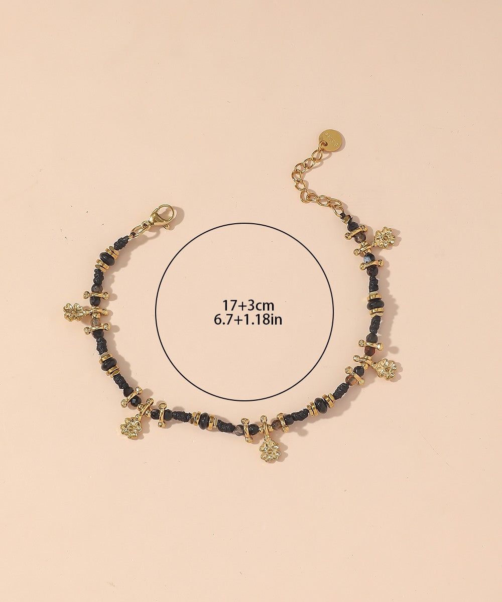 Bracelet cordon acier inoxydable perles cristal 25BRA003