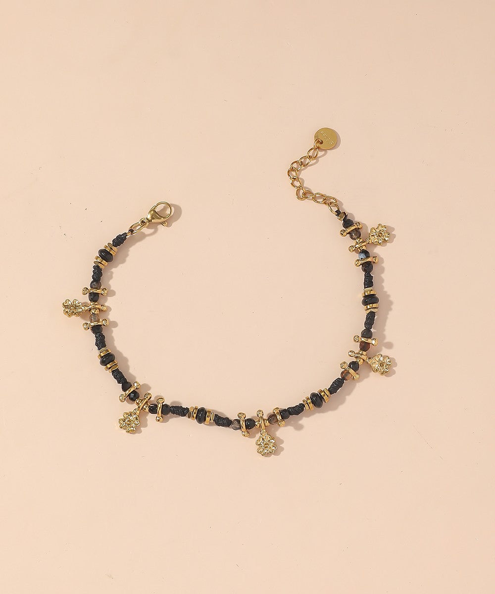 Bracelet cordon acier inoxydable perles cristal 25BRA003