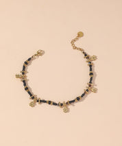 Bracelet cordon acier inoxydable perles cristal 25BRA003