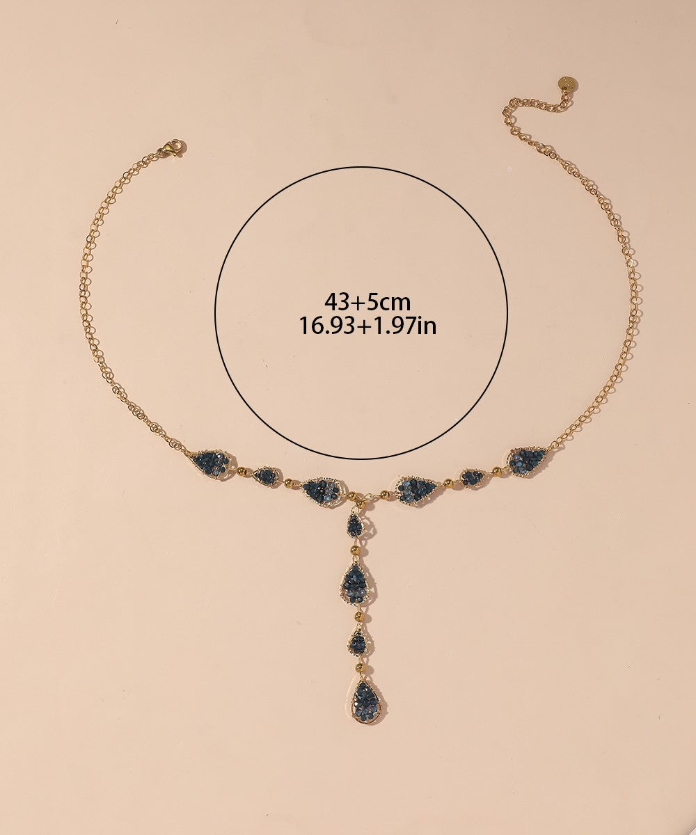 Collier Y en Acier Inoxydable Doré Perles cristal 25CA001