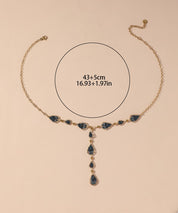 Collier Y en Acier Inoxydable Doré Perles cristal 25CA001