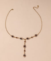 Collier Y en Acier Inoxydable Doré Perles cristal 25CA001