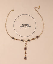 Collier Y en Acier Inoxydable Doré Perles cristal 25CA001