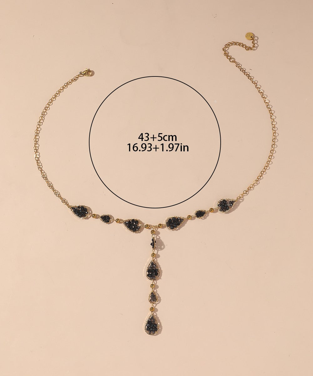 Collier Y en Acier Inoxydable Doré Perles cristal 25CA001