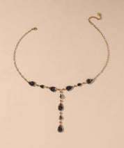 Collier Y en Acier Inoxydable Doré Perles cristal 25CA001