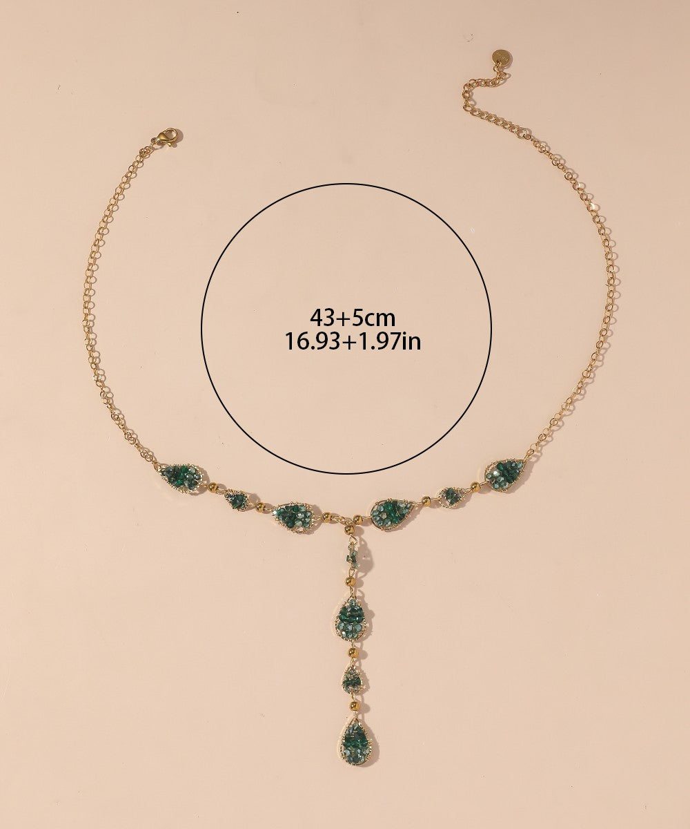 Collier Y en Acier Inoxydable Doré Perles cristal 25CA001