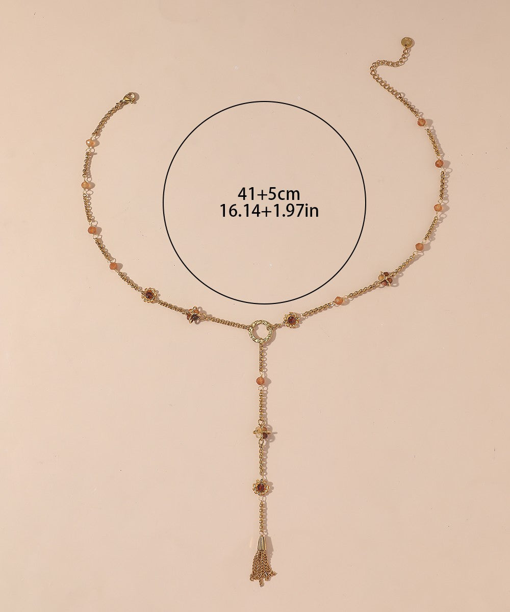 Collier Y en Acier Inoxydable avec pierres 25CA010