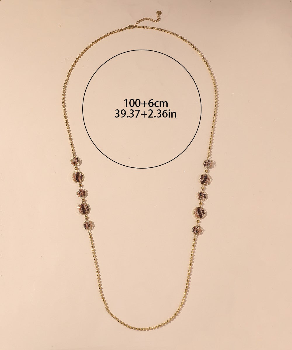 Sautoir en Acier Inoxydable Doré avec Perles Cristal 25CA002