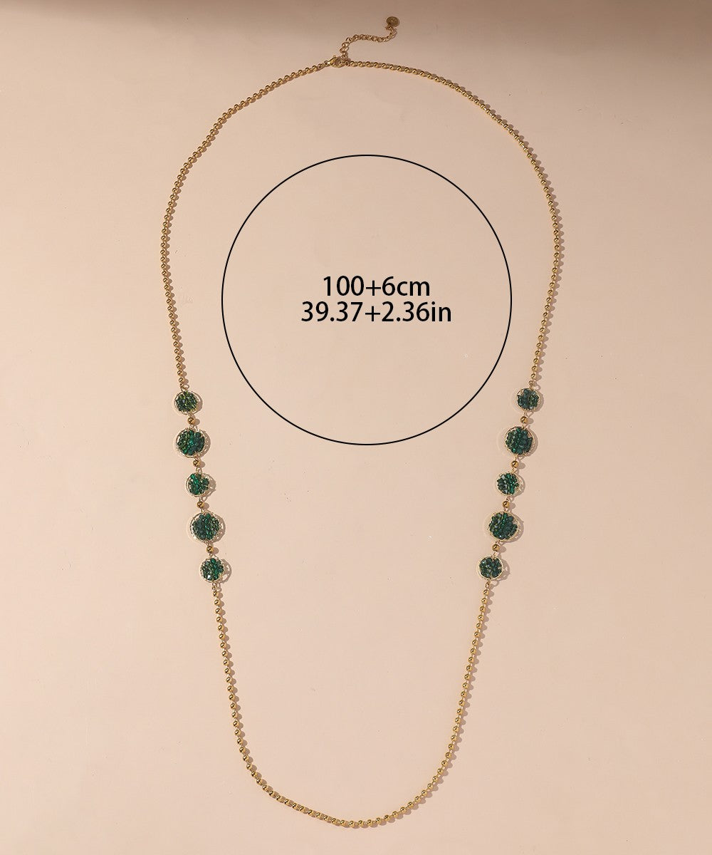Sautoir en Acier Inoxydable Doré avec Perles Cristal 25CA002