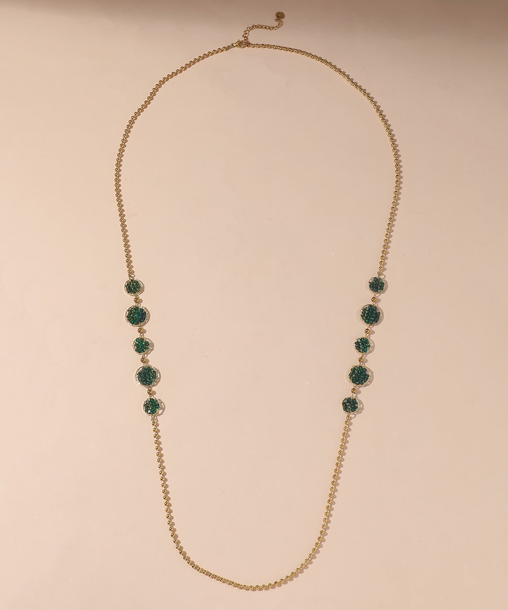 Sautoir en Acier Inoxydable Doré avec Perles Cristal 25CA002