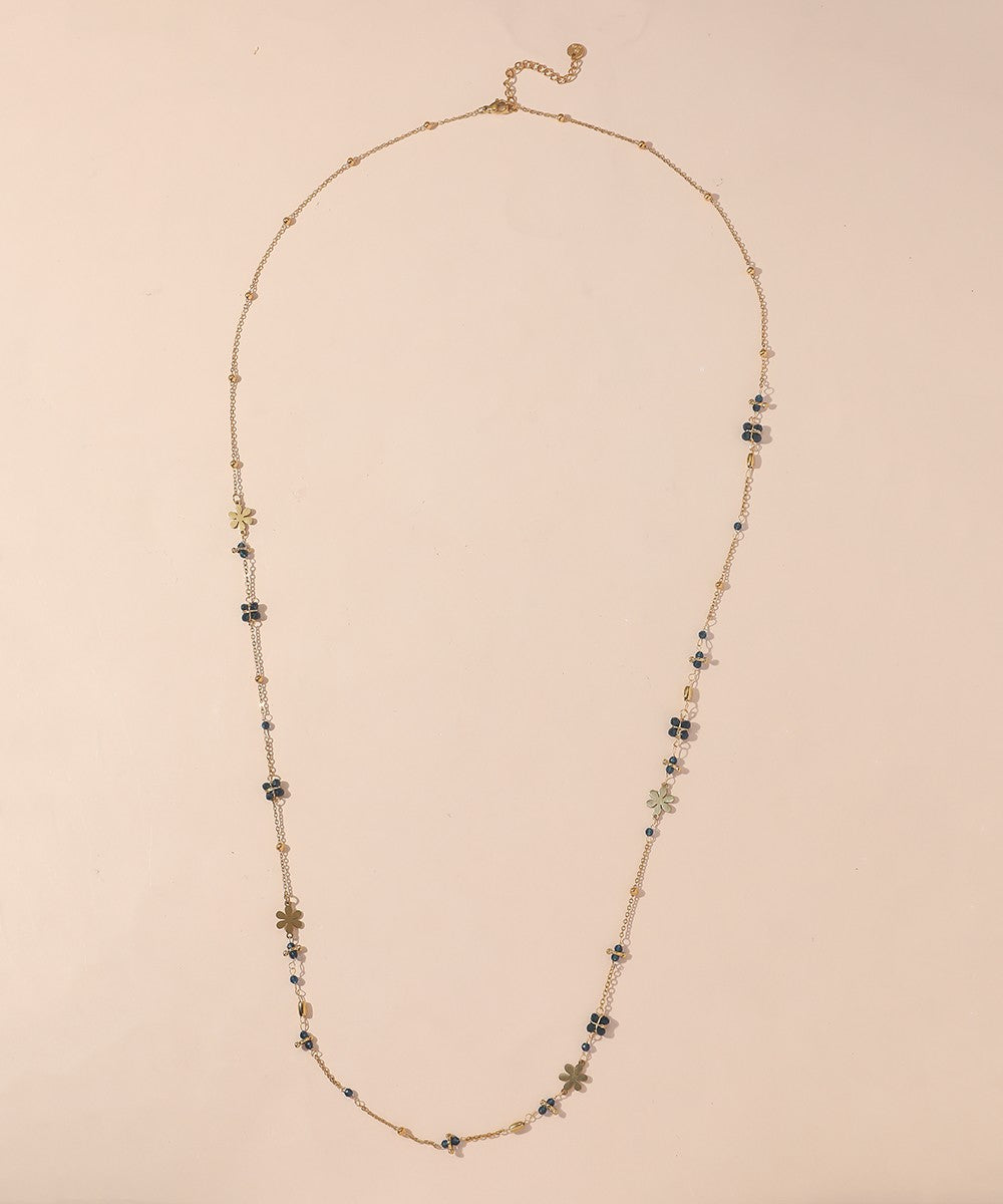 Sautoir en Acier Inoxydable Doré avec Perles Cristal 25CA005