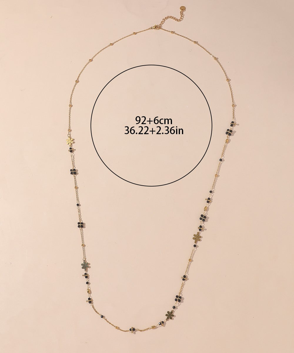 Sautoir en Acier Inoxydable Doré avec Perles Cristal 25CA005