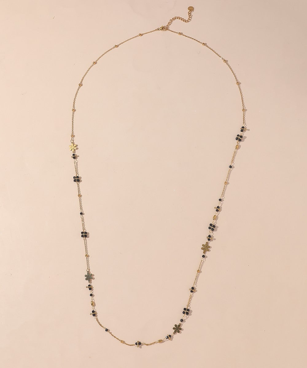 Sautoir en Acier Inoxydable Doré avec Perles Cristal 25CA005