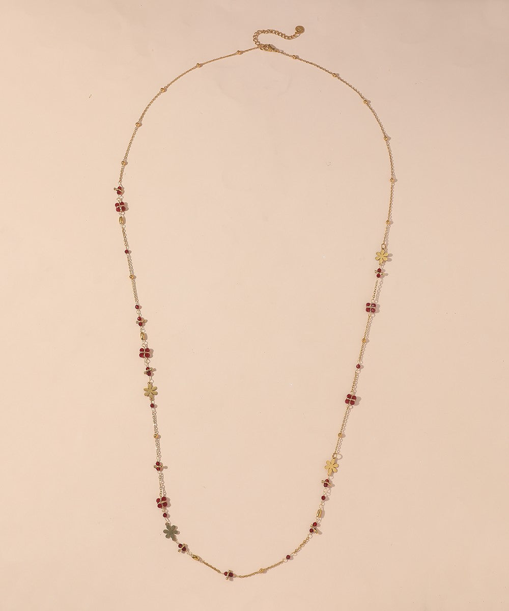 Sautoir en Acier Inoxydable Doré avec Perles Cristal 25CA005
