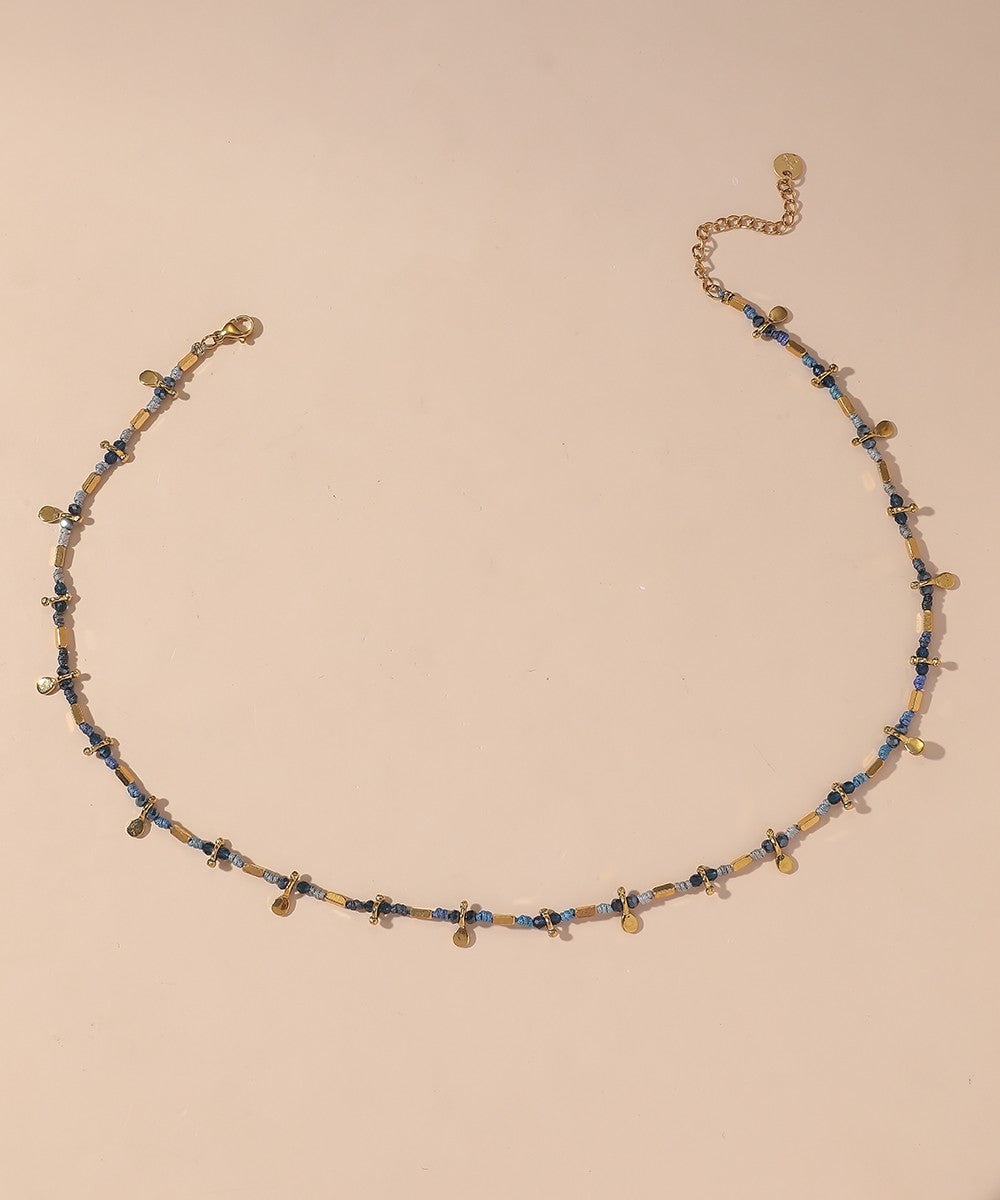 Collier Cordon acier inoxydable perles cristal 25CA003