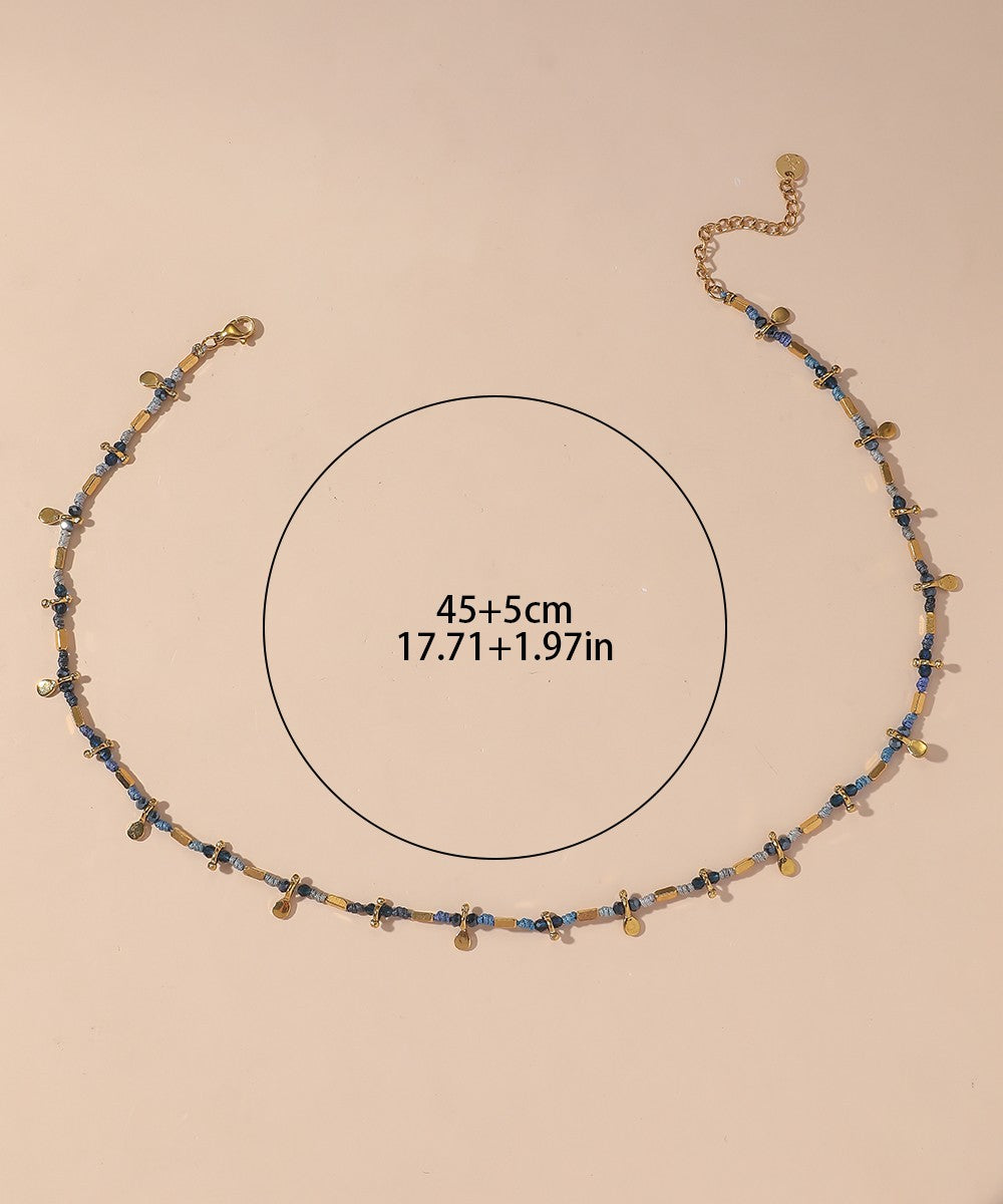 Collier Cordon acier inoxydable perles cristal 25CA003