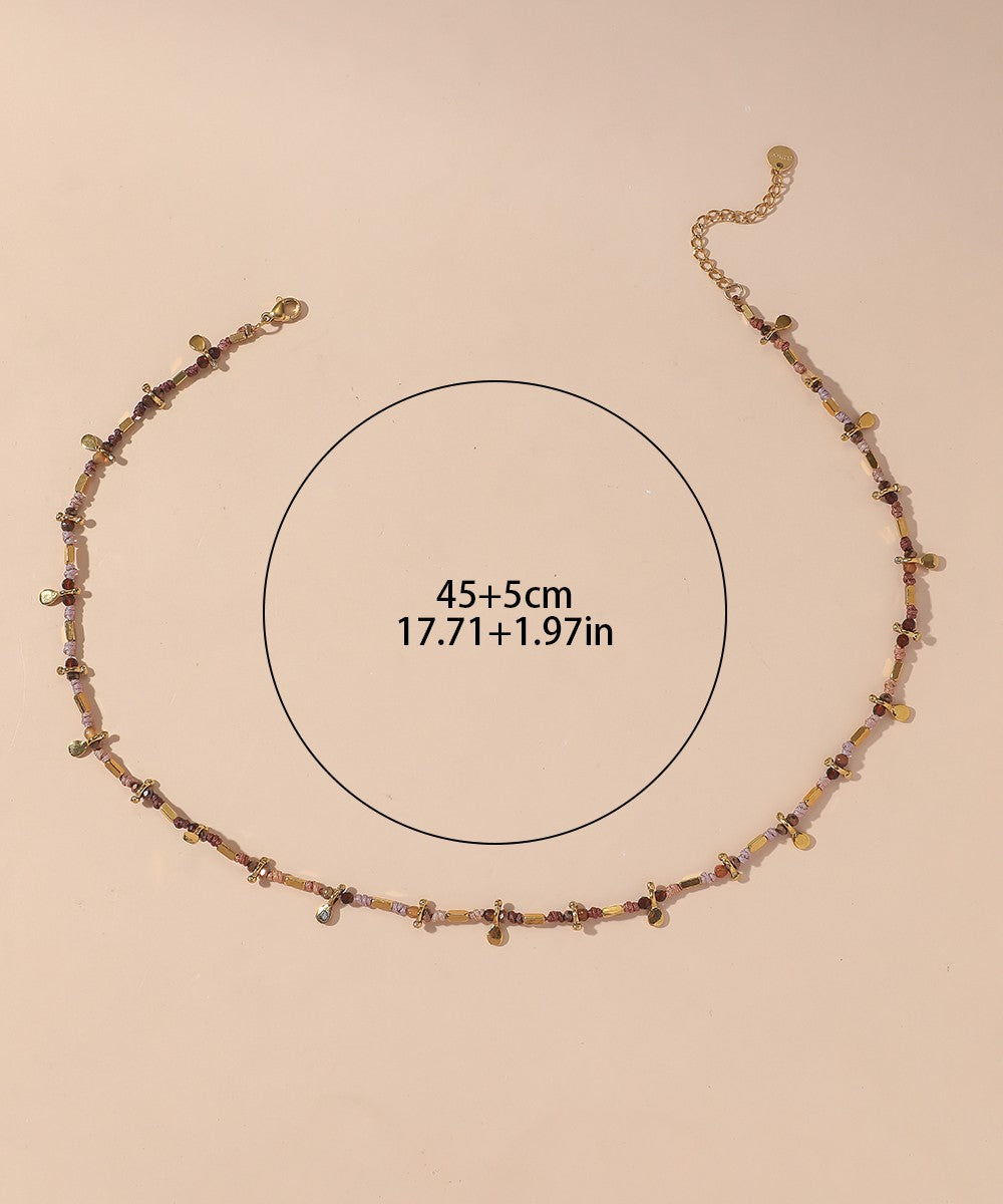 Collier Cordon acier inoxydable perles cristal 25CA003