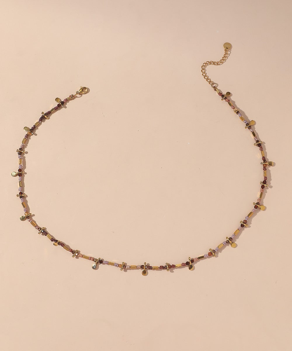Collier Cordon acier inoxydable perles cristal 25CA003