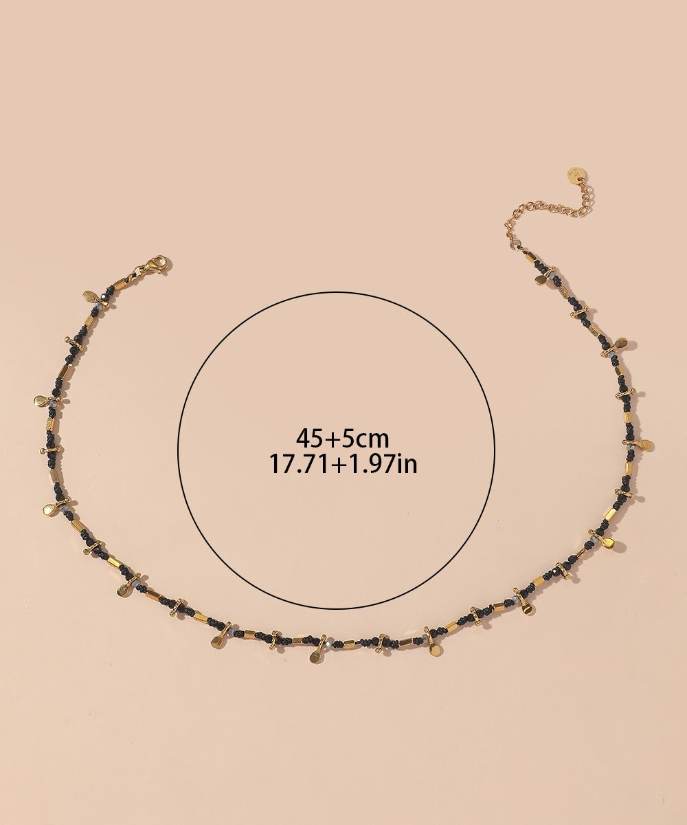 Collier Cordon acier inoxydable perles cristal 25CA003