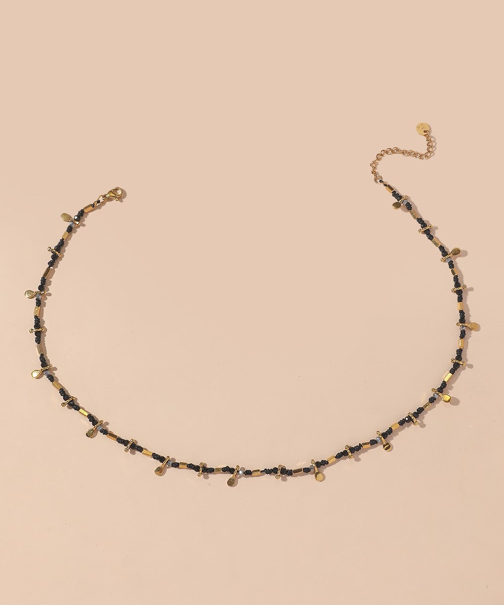 Collier Cordon acier inoxydable perles cristal 25CA003