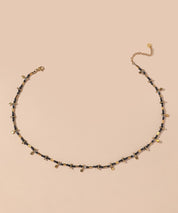 Collier Cordon acier inoxydable perles cristal 25CA003