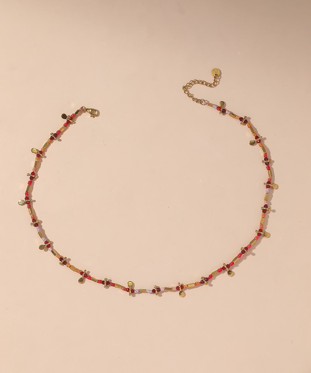 Collier Cordon acier inoxydable perles cristal 25CA003