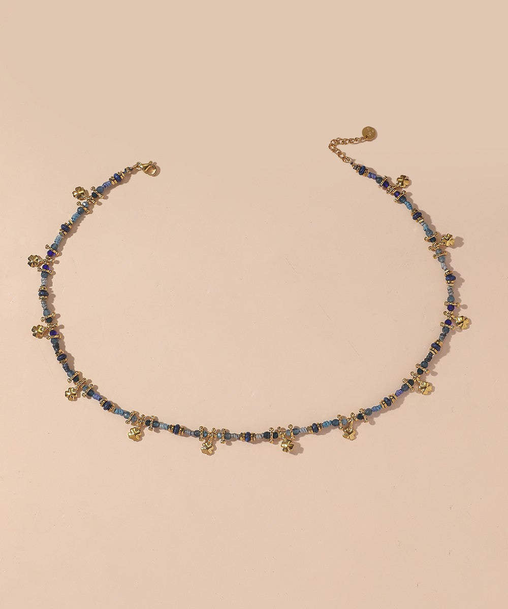 Collier Cordon acier inoxydable perles cristal 25CA013